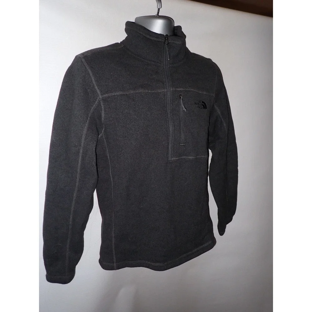 The North Face Mens Gordon Lyons Quarter Zip Fleece Pullover Charcoal Gray Sz M
